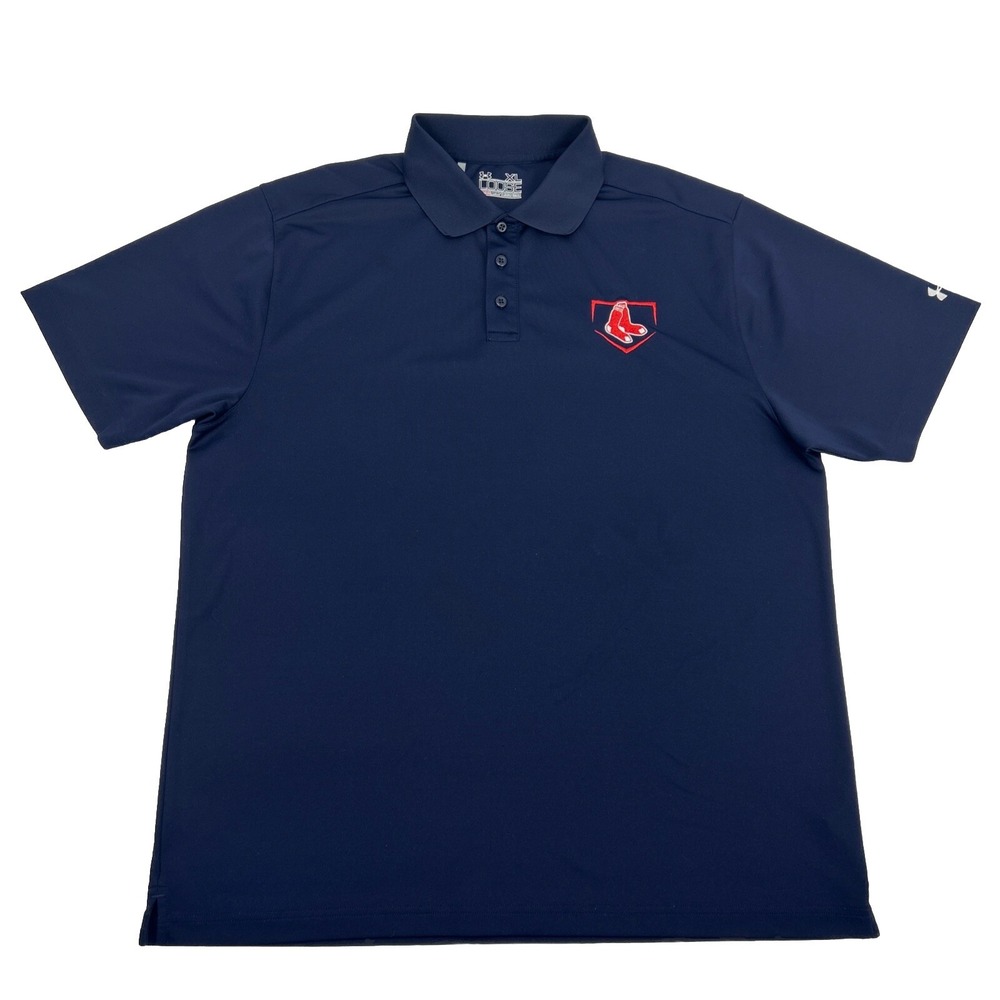 Boston Red Sox Shirt Men's XL Blue Under Armour Short Sleeve Polo HeatGear MLB